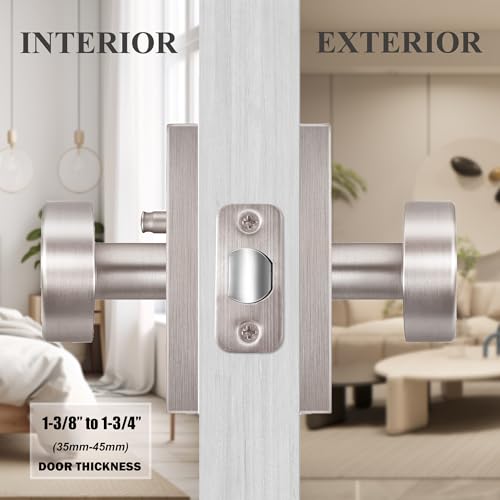 Brushed Satin Nickel Door Knobs Privacy Door Knobs Interior with Lock - color: Brushed Nickel