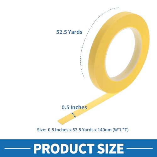 Painters Tape Easy Removal 0.5 Inches x 52.5 Yards Yellow - color: Yellow, size: 0.5 Inches x 52.5 Yards