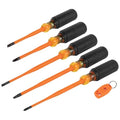 Klein Tools 33736INS Insulated Screwdriver Set, Made in USA, 1000V Slim-Tip Driver with Phillips, Cabinet and Square Bits and a Magnetizer, 6-Piece - style: 6-Piece Set