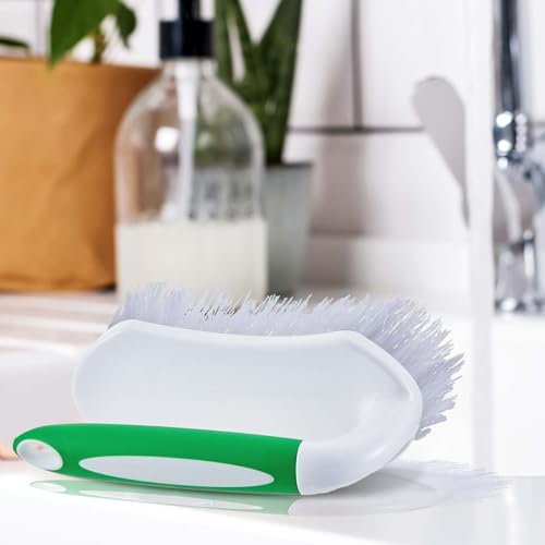 Lallisa 12 Pcs Scrub Brush Bulk for Cleaning with Handle, Green - color: Green