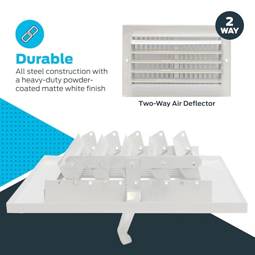 EZ-FLO 12 x 4 Inch (Duct Opening) Air Vent Cover for Wall or Ceiling, Two-Way Ventilation Register, Solid Steel HVAC Register Cover, White, 61611 - size: 12 in. x 4 in.