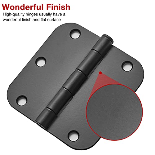 TDCHINGES Rounded Matte Black Door Hinges 3.5 Inch 5/8" Radius Flat 30 Pack - color: Matte Black-Rounded, size: 30 Pack
