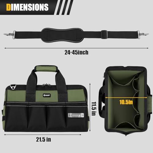 UUP 20" Tool Bag Extra Large, HeavyDuty Spacious Tool Box Organizer, Green - color: Green, size: 20 Inch