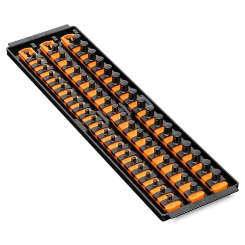 Ernst Manufacturing 8482 Socket Boss 3-Rail Multi-Drive Socket Organizer, 18-Inch Socket Rails with Twist-Lock Secure Storage, Orange - Made in USA - color: Orange, style: 18-Inch