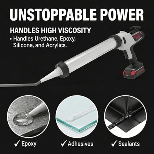 PowerPush Cordless Caulking Gun, 1000 lb Force for Contractors 20 oz, 600ml