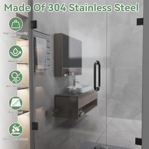 304 Stainless Steel Shower Door Hardware Kit - color: Matte Black