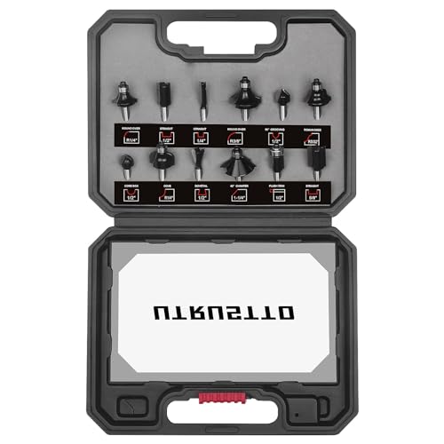 Router Bits 1/4 Inch Shank 12 Pieces, Tungsten Carbide 1/4" Router Bit Set, for Professional and Beginners Carpenter - size: 12 Pcs, 1/4" Shank
