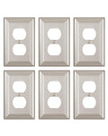Switch Plates Outlet Covers, 6-Pack Metal Wall Plates, Satin Nickel - color: Satin Nickel, size: 1 Duplex 6PK