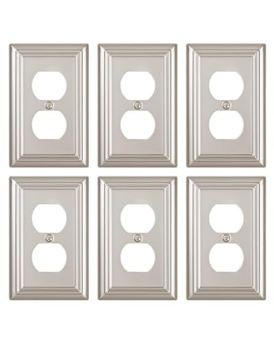 Switch Plates Outlet Covers, 6-Pack Metal Wall Plates, Satin Nickel - color: Satin Nickel, size: 1 Duplex 6PK