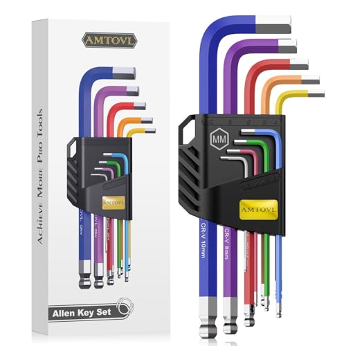 AMTOVL Hex Key Set, 9PCS Metric Allen Key Set, 1.5-10MM, Long Ball End - size: 9 PCS METRIC SET