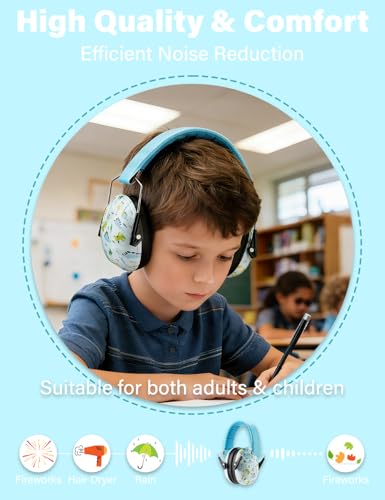 Kids Noise Canceling Earmuffs, 25-30dB Noise Reduction Ear Protection, Adjustable Headband Concert Fireworks, Autism - color: Bukl