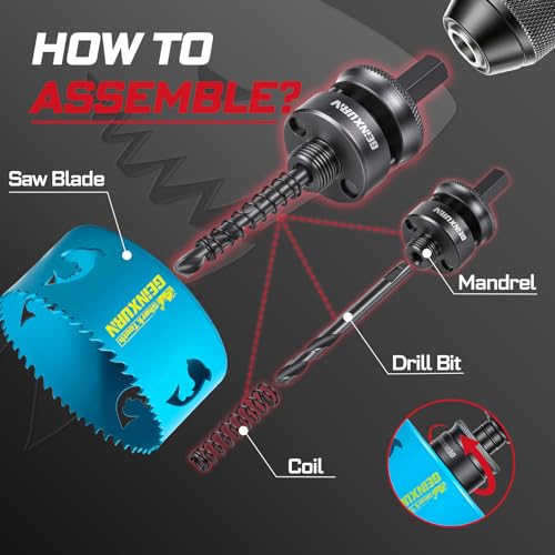 Geinxurn 3-1/2 Inch(89mm) Hole Saw, 1PC HSS Bi-Metal Hole Saw Kit with Shark Tooth Hole Cutter for Wood,Drywall, PVC Boards and Thin Metal - color: 1 PCS 3-1/2"