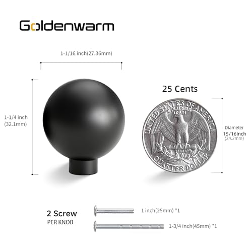 Goldenwarm 10 Pack Black Cabinet Knobs Kitchen Knobs for Cabinets - color: Black
