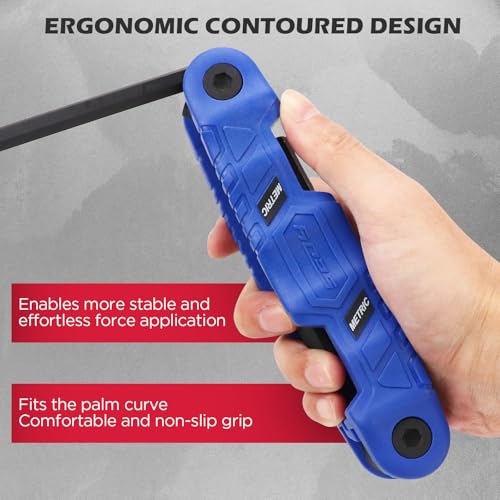 12-Piece Large Folding Hex Key Set Metric (1.5-12mm), Heavy Duty Allen Wrench Set, Portable Tool for Archery, Bike Repair, Furniture, and Basic Home Maintenance (Blue) - style: 12-Piece Metric (Folding - Blue)