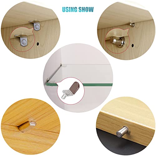 102Pcs Shelf Pins Pegs Kit,6 Styles Nickel Plated Shelf Support Pegs,Bookshelf Pegs for Shelves,L-Shaped Clips with Rubber Sleeve,Shelf Pins Holders for Furniture Glass Corner & Closet(5mm & 1/4inch) - style: 6 Style-Silver-102 Pcs
