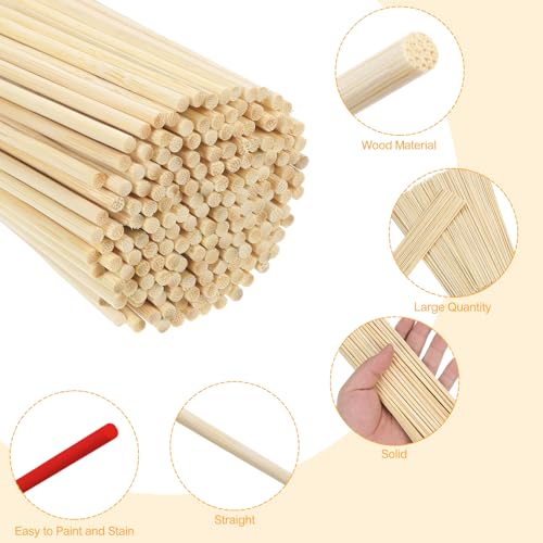 300 Pcs Dowel Rods, 1/8 x 12 Inch Wooden Dowels - size: 1/8 x 12 Inch(300 PCS)