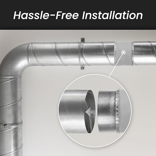 Repa Market 6" Inch Flexible Male Fit Duct Connector – Galvanized Steel Round Pipe Extender for Spiral Ducts – Vibration & Noise Reduction Coupler for HVAC Systems, Exhaust, and Dryer Vent Connections - size: 6" Inch