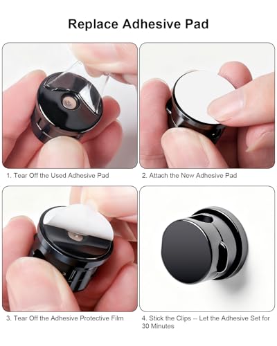 OneLeaf 8 Pack 360° Rotatable Strong Magnetic Cable Clips Cord Holder for Nightstand, 1s Lock Phone Charger Holder, Adhesive Magnetic Cord Clips for Home/Office/Car/Game Station, Smooth Adjustable