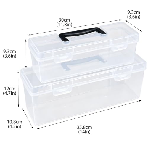 Hardware Organizer Box, 2 Pack Small Parts Tool Case for Garage | Frosted translucent plastic, garage workshop, hardware storage, screws and tools, secure latch, carry handle, 2 sizes