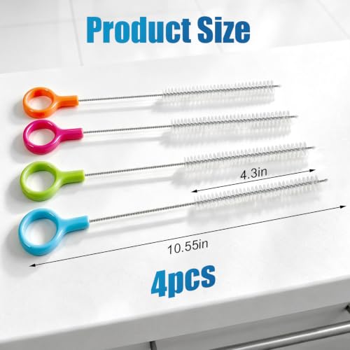 AONEZ Straw Cleaner Brush Set with Color Hanging Loop