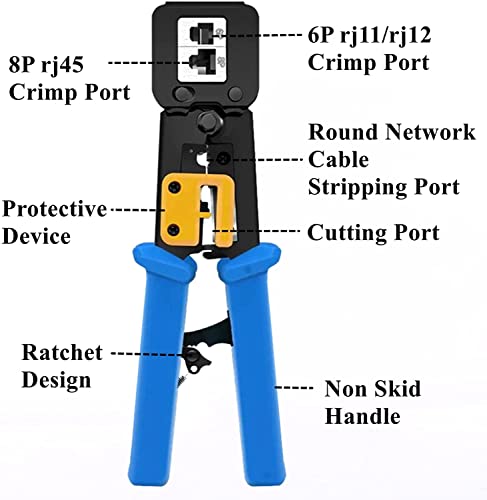 Gaobige rj45 Crimping Tool for Cat6 Cat5e Cat5, Sturdy Pass Through Crimper