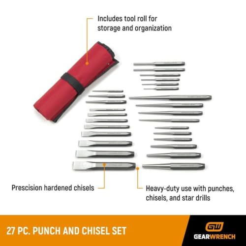 GEARWRENCH 27 Piece Large Chrome Punch & Chisel Set | 82306 - style: 27-piece kit