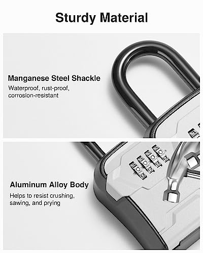 Puroma Key Lock Box for House Keys Combination Lockbox with Code, 1 Gray - color: Gray