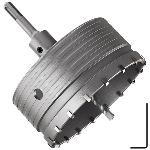 DAIMIT Concrete Hole Saw 160mm / 6.3 "with 220mm SDS Plus Shank Connecting Rod, Hole Saw Tool Set for Concrete Cement Brick Stone Wall Drilling - size: 160MM