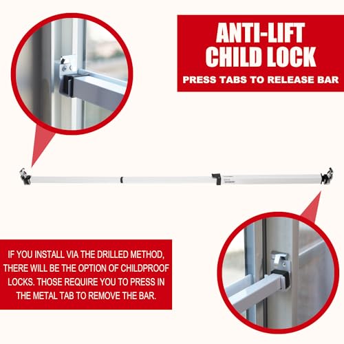 SecurityMan Window Security Bar - Easy Install for Horizontal/Vertical Windows - Adjustable Window Lock Bar (Child Proof/Heavy Duty Iron) - Extendable (14.25" to 37") Security Bars for Windows - White - color: White