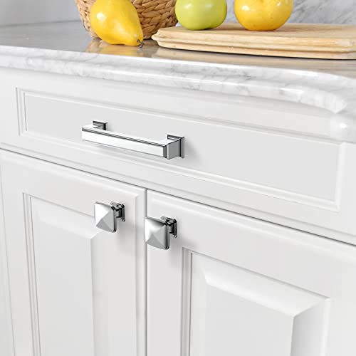 Amerdeco 10 Pack Polished Chrome Cabinet Pulls 3 Inch(76mm) Hole Center Cabinet Hardware Kitchen Cabinet Handles for Bathroom Drawer Pulls Dresser Pulls ZH0001 | Cabient Hardware Kitchen Cabinet Handles for Bathroom Drawer Pulls Dresser Pulls ZH0001 - col