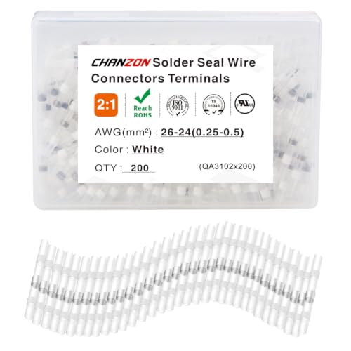 Chanzon 200Pcs Heat Shrink Solder Seal Wire Connectors 26-24AWG White - color: 1. 26-24AWG