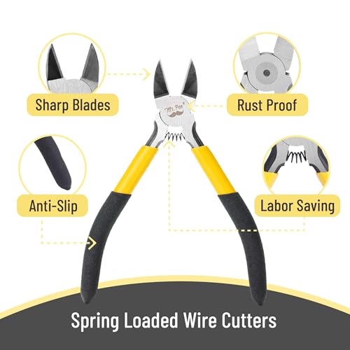 Mr. Pen- 5" Wire Cutters Bulk, 5 Pack, Precision Cutting Pliers - color: Yellow, Spring-loaded, size: 5 inch, 5 Pack