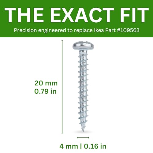 Spare Hardware Parts Replacement for IKEA Furniture Screw Chipboard Flat TRX Screw - Part #109563 | Chipboard Screw M4.0-1.8×30 Full Thread with PZD2 Recess| Pack of 12 - size: 109563
