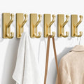 6 Pack Self Adhesive Coat Hooks - Gold Wall Hooks Wall Mount. - color: Gold