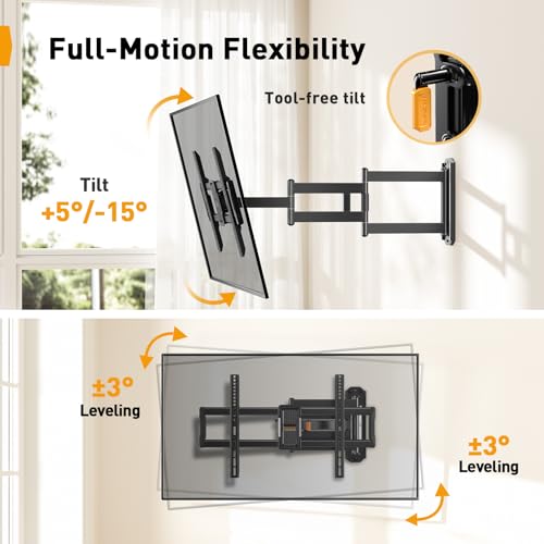 Perlegear Corner TV Wall Mount Long Arm TV Mount for 42-84 Inch TVs - size: Fits 42-84'' TVs / Max 600x400mm