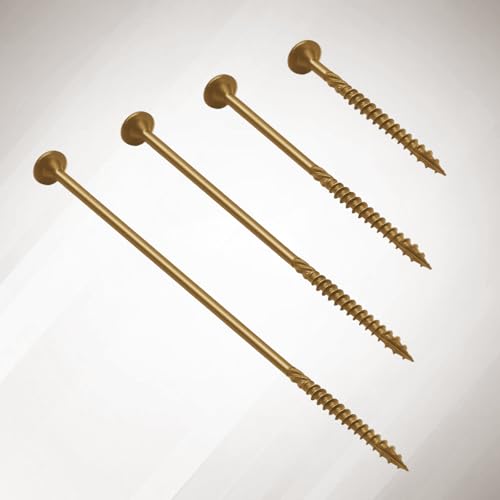 3 Inch 50Pcs Yellow Deck Screws | Heavy-Duty Structural Wood Screws, Rust Resistant Timber Screws for Timber/Log/Landscaping Wood, T30 Star Bit (#14×3" Yellow) - color: Yellow, size: #14×3"