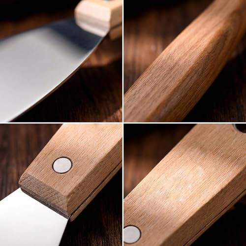 8Pcs Putty Knife Set – Rust-Free 1" to 6" Scrapers Perfect for Repairing Drywall, Removing Wallpaper & Mud Plaster Scraping! Upgrade Your DIY Toolkit! (Wooden Handles (Pack of 8))