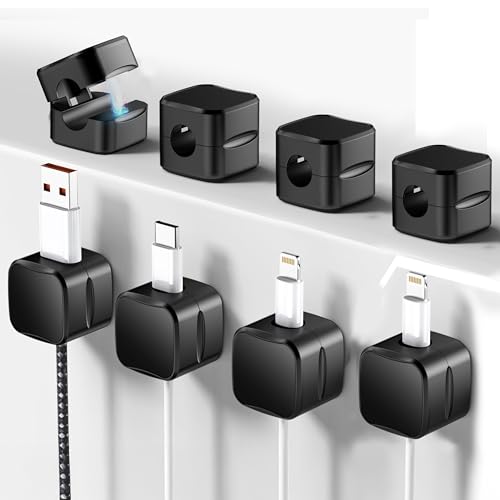 SaiTech IT 8 Pack Magnetic Cable Clips, Cord Organizer Holder Black - size: 8 Pack