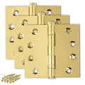 Solid Brass Door Hinge Heavy Duty Ball Bearing Polished Shiny Gold 4x4 Inch - Set of 3 Hinges (Polished Brass) - color: Polished Brass