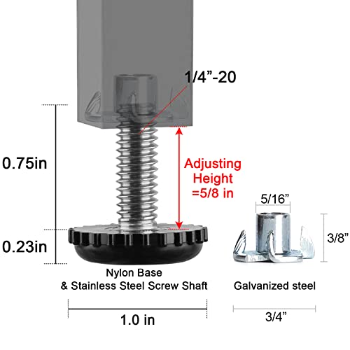 Anwenk Stainless Steel Patio Furniture Leveling Feet 1/4-20 Screw in Threaded Outdoor Furniture Levelers Adjustable Table Chair Levelers Feet Glides for Chairs Tables Cabinet Patio Furniture- 8 Pack - color: Black 8p