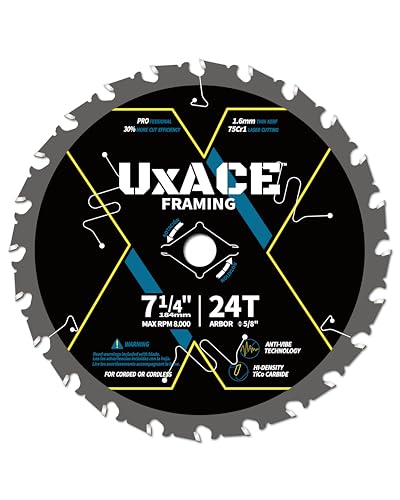 7-1/4-Inch 24-Tooth Circular Saw Blade with 5/8-Inch Arbor, Framing Wood Cutting, Carbide Tip, Thin Kerf, for Plywood, MDF, OSB, Laminated - size: 7-1/4", 5/8" Arbor, 24T