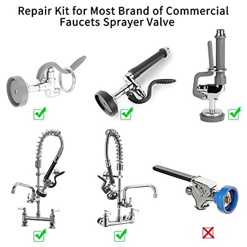 3 Pack Commercial Spray Valve Repair Kit for Most Commercial Sink Pre-Rinse Sprayer Spray Face Bumper and Screw Repair Part 1.42 GPM, Grey