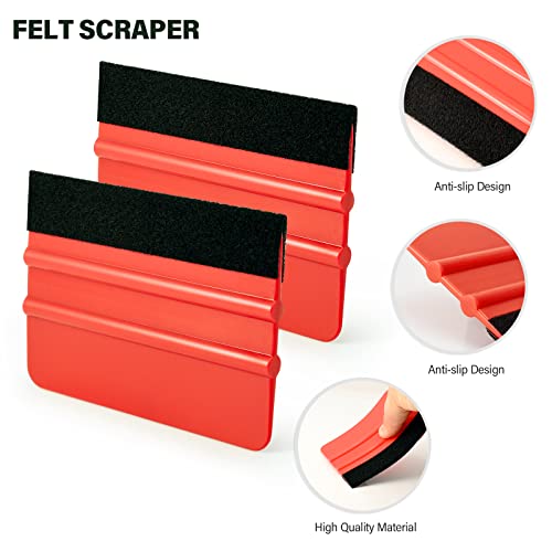 Gomake Vinyl Wrap Tool Kit Car Window Tint Installation Tools Wrapping Kit | Vinyl Wrap Squeegee Tool, 9mm Utility Knife, Film Cutter and Vinyl Tucking Tool Window Tint Kit for Car Wrapping - color: Red