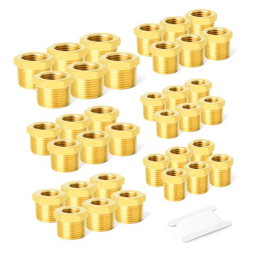 GASHER 36PCS Brass Hex Bushing Fitting Kit Hex Bushing 1/4" - 1/8", 3/8" - 1/8", 3/8" - 1/4", 1/2" - 1/4", 1/2" - 3/8", 3/4" - 1/2" - style: Hex Bushing Kit（36Pcs）