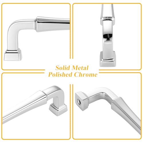 6-1/4 Inch Polished Chrome Cabinet Pulls and Handles 10 Pack 3175 - color: Polished Chrome, size: 6-1/4 In Hole Distance