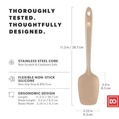 DI ORO Silicone Spoonula - Spoon Spatula, 600F Heat Resistant, Clay - color: Clay