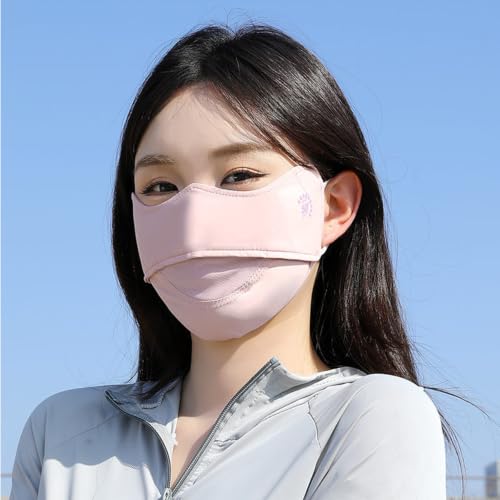 2Pcs UV Face Mask, Sun Masks for Women, Cooling Breathable Face Cover for Outdoors, Washable Reusable - color: Pink, Pink