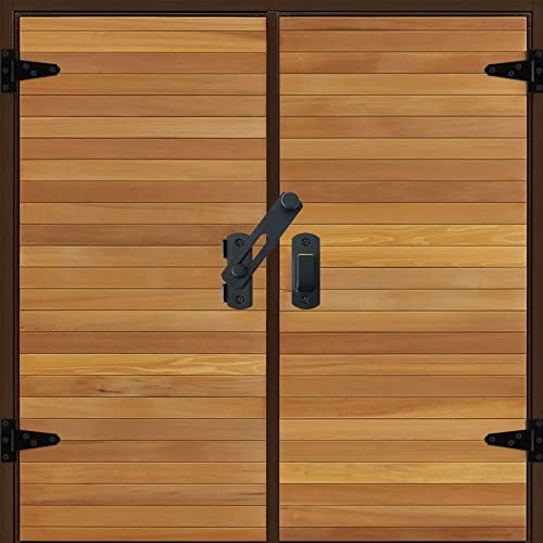 Barn Gate Latch Hardware Kit,2 Latch+4 Hinges,Stainless Steel Black