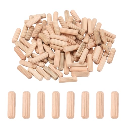 PATIKIL 95 Pcs Wood Dowel Pins 1/4" x 3/4" Fluted Wooden Dowels Hardwood Pegs for Woodworking Furniture DIY Crafts Projects Door Art - size: 1/4" x 3/4"