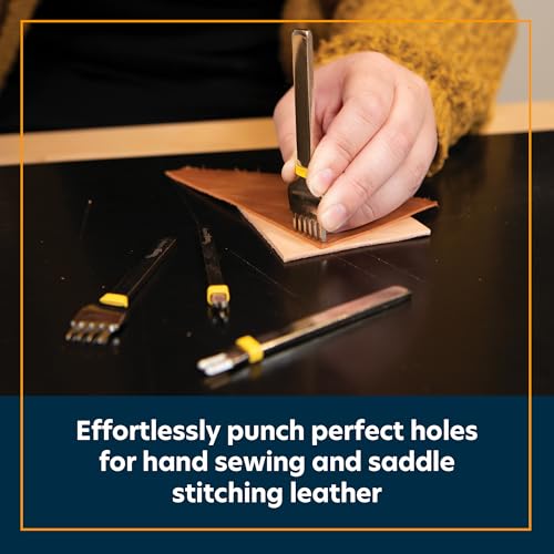Weaver Leather Supply Diamond Leather Stitching Chisel Set, Precise 3mm Hole Punch, Color-Coded Hole Punch Set for Hand Sewing and Saddle Stitching - size: 3mm